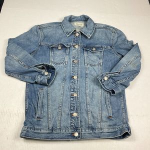 Madewell Womens Oversized Denim Jean Jacket Blue Button Down Outdoors Pockets XS